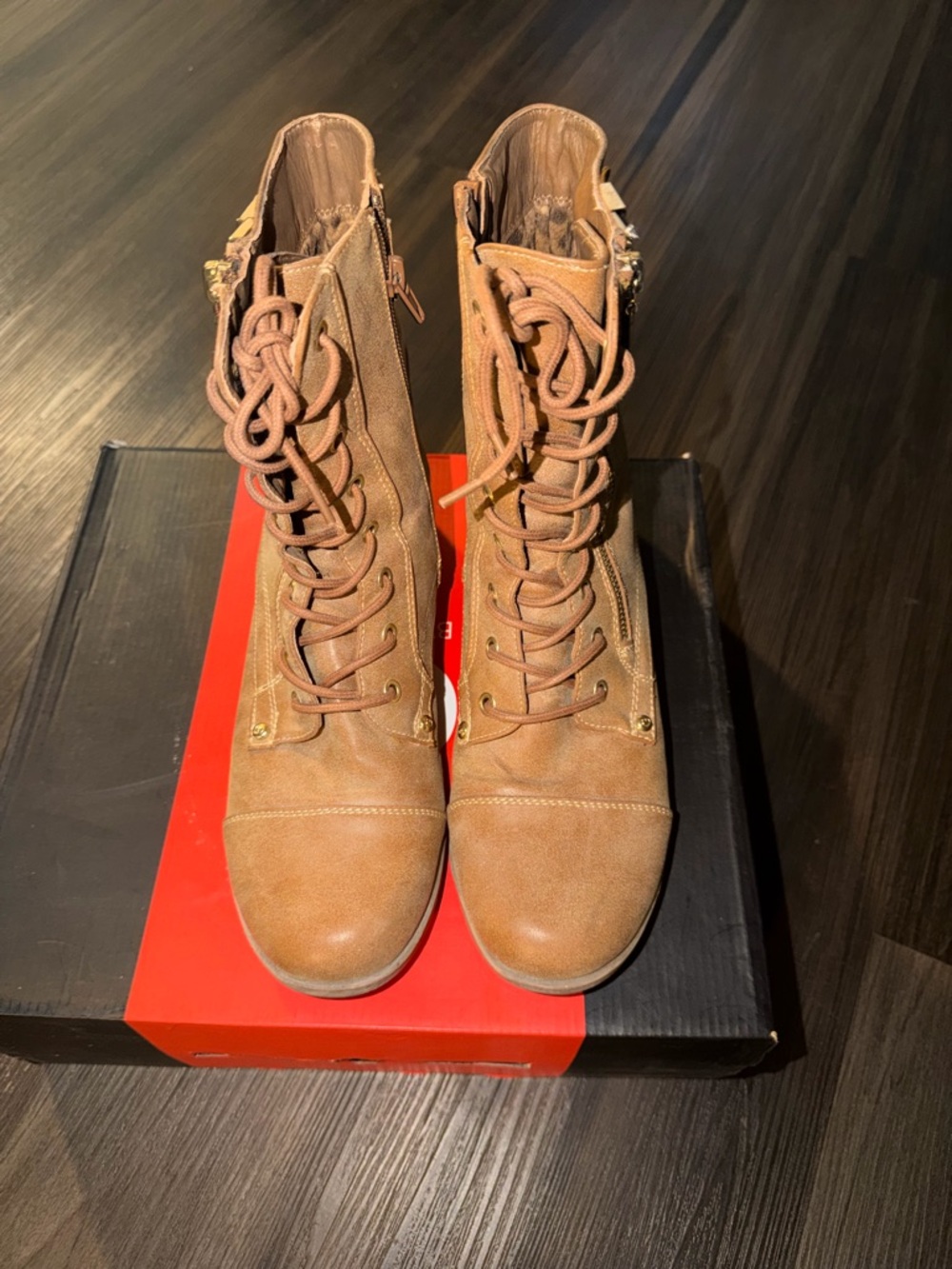 G by Guess Women's Lace-Up Ankle Boots in Tan Brown